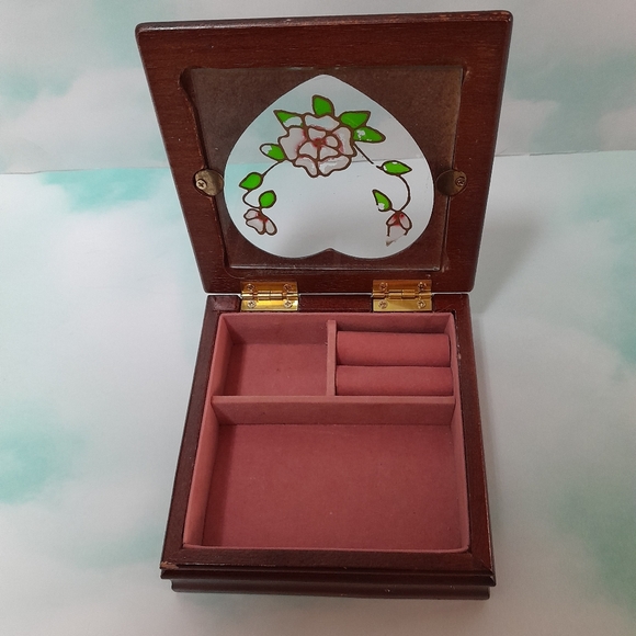 Cherry Wood Heart Shaped Jewelry Box Size:OS Unknown - Picture 3 of 7